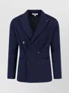 Lardini Textured Weave Double-breasted Knit Jacket In Blue