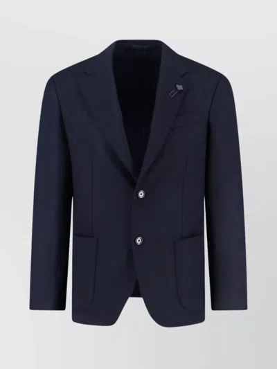 Lardini Tailored Jacket With Notched Lapel And Pin In Blue