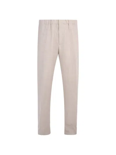 Lardini Tailored Straight-leg Flap Pockets Pants In Beige