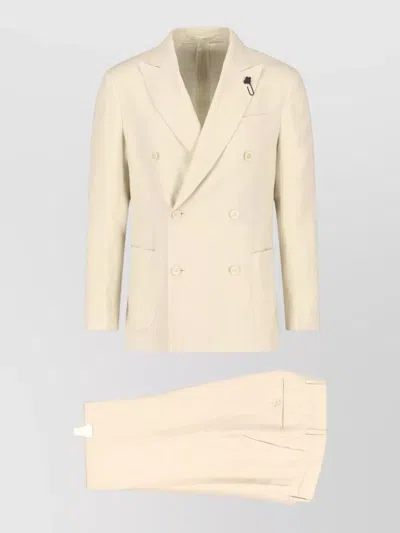 Lardini Tailored Suit Double Breasted Notch Lapel In Neutral