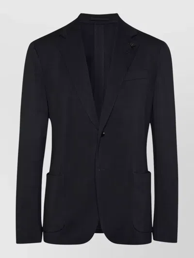 Lardini Tailored Suit Notch Lapel Elastic Waist In Black