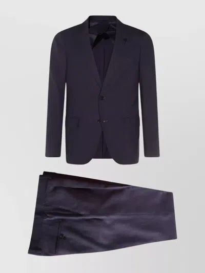Lardini Tailored Suit With Button Cuffs And Chest Pocket In Blue
