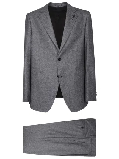 Lardini Tailored Suit With Design And Refined Detailing In Grey