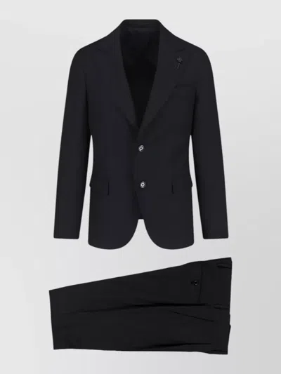 Lardini Tailored Suits Notch Lapel Single Breasted In Black