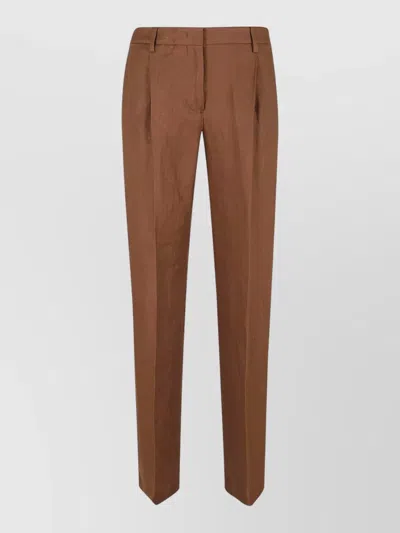 Lardini Tailored Trousers Front Pleats Belt Loops In Brown
