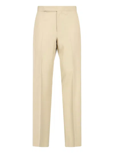 Lardini Straight Leg Trousers Belt Loops Back Pockets In Brown