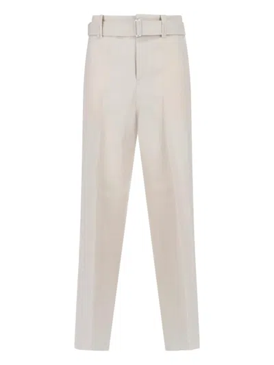 Lardini High-waisted Tailored Trousers With Adjustable Buckle Belt In Multi