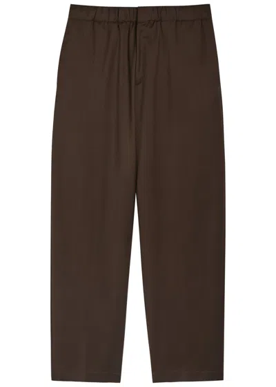 Lardini Tapered-leg Cotton Trousers In Brown