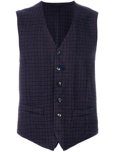 Lardini Tartan Gilet In Blue