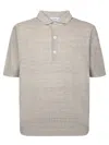 Lardini Textured Beige Polo T-shirt With Buttoned Placket In Neutrals