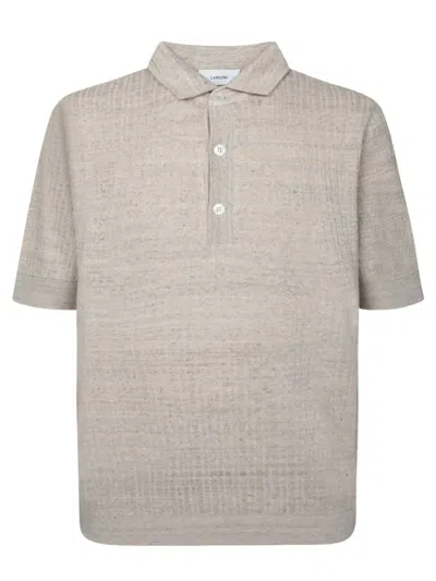 Lardini Textured Beige Polo T-shirt With Buttoned Placket