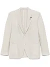 Lardini Textured Beige Tailored Jacket With Notched Lapel In White