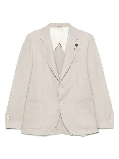 Lardini Textured Blazer In Neutrals