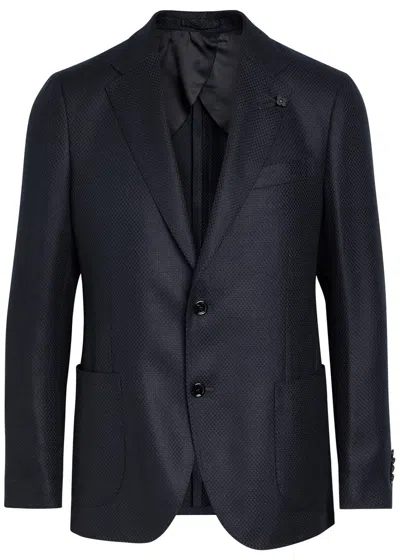 Lardini Textured Cashmere And Silk-blend Blazer In Blue