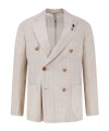 Lardini Textured Double-breasted Blazer In Neutral