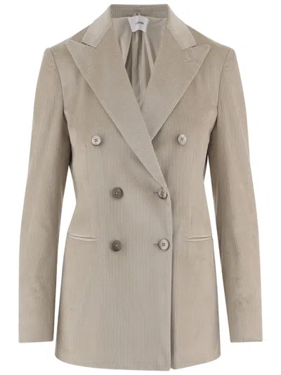 Lardini Textured Double-breasted Notched Lapel Jacket In Neutral