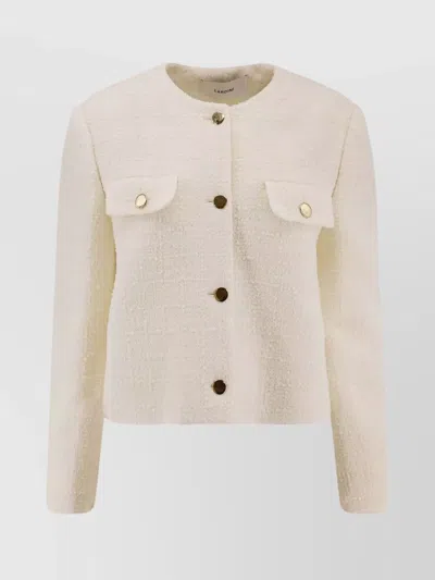 Lardini Textured Fabric Single Breasted Jacket In Neutral