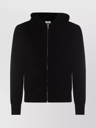 LARDINI TEXTURED HOODED WOOL SWEATER POCKETS
