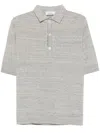 Lardini Textured Beige Polo T-shirt With Buttoned Placket In Grey