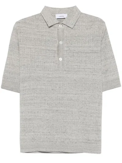 LARDINI LARDINI TEXTURED KNIT GRAY POLO