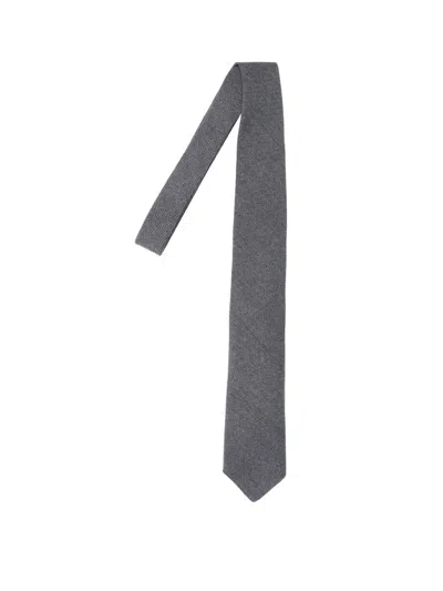 Lardini Textured Silk Tie In Gray