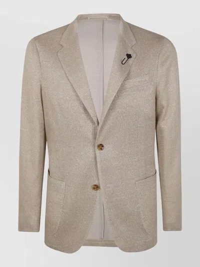 Lardini Textured Single Breasted Knit Jacket In Brown