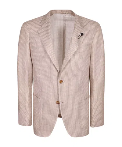 Lardini Patterned Button Blazer In Pink