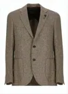 Lardini Textured Weave Blazer With Classic Notch Lapel In Gray
