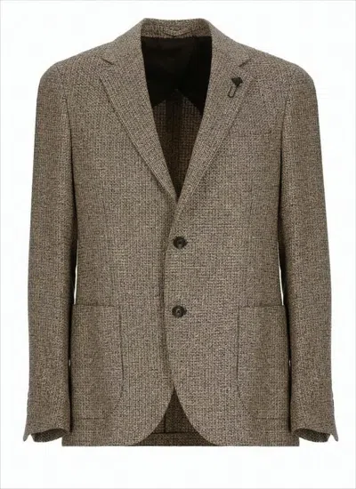 LARDINI TEXTURED WEAVE BLAZER WITH CLASSIC NOTCH LAPEL