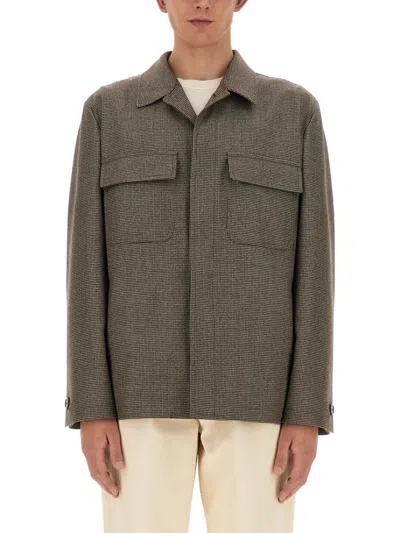 LARDINI TEXTURED WOOL AND CASHMERE SHIRT JACKET