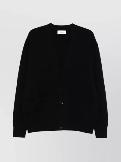 LARDINI TEXTURED WOOL CARDIGAN FEATURING POCKETS
