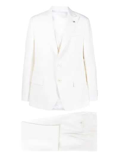 Lardini Three-piece Wool Suit In White