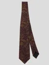 Lardini Pure Silk Tie With Brown And Red Geometric Pattern