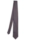 Lardini Pure Silk Tie With Brown And Red Geometric Pattern In Blue