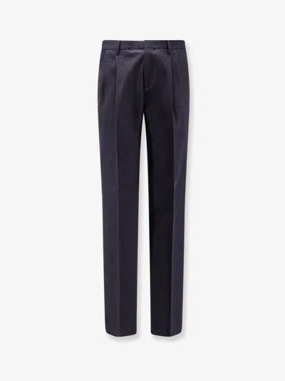 Lardini Timur Cotton And Linen Trousers In Blue