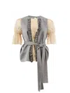 Lardini Top With Sleeves Tulle Gold And Fusciacca In Multicolore