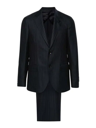 Lardini Suit Pinstripe Pattern In Azul