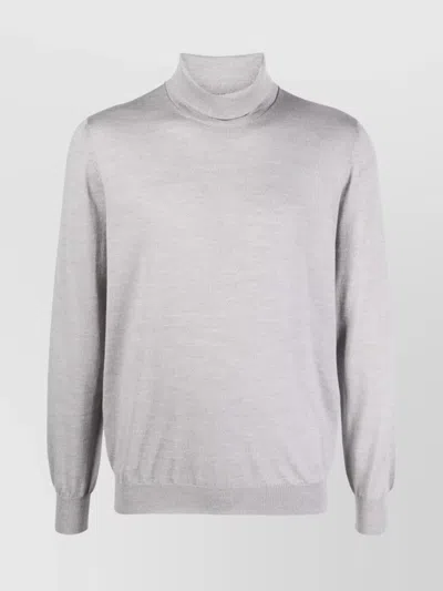 Lardini Turtleneck Sweater With Ribbed Cuffs And Hem In Gray