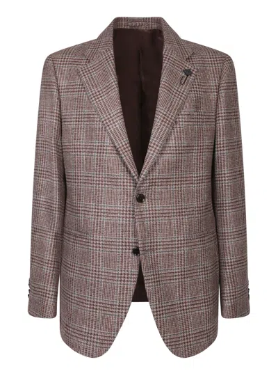LARDINI TWEED JACKET IN BEIGE/BORDEAUX