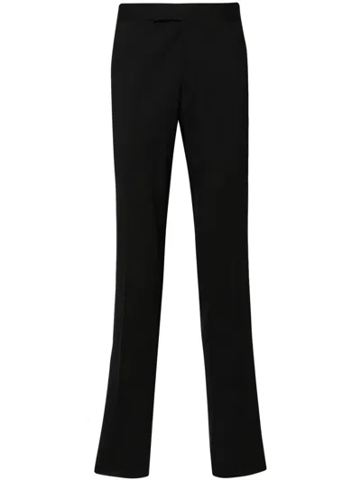 Lardini Twill Tapered-leg Tailored Trousers In Black  