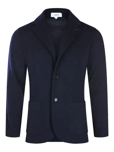 Lardini Two-button Patch-pocket Wool Blazer In Blue