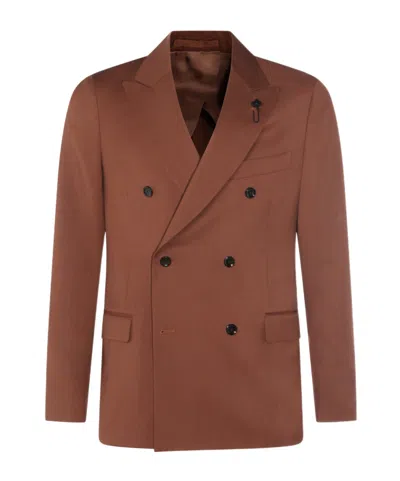 Lardini Two-piece Double-breasted Suit In Brown