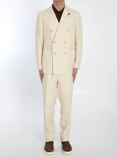 Lardini Tailored Suit Double Breasted Notch Lapel In Neutral