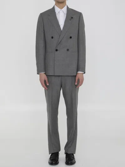 Lardini Two-piece Suit In Wool And Silk In Grey