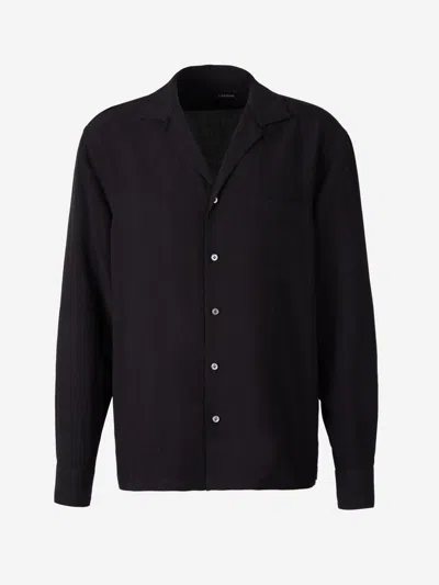 Lardini Ultralight Linen Shirt In Black
