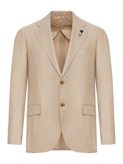 Lardini Unlined Single-breasted Tailored Jacket In Neutral