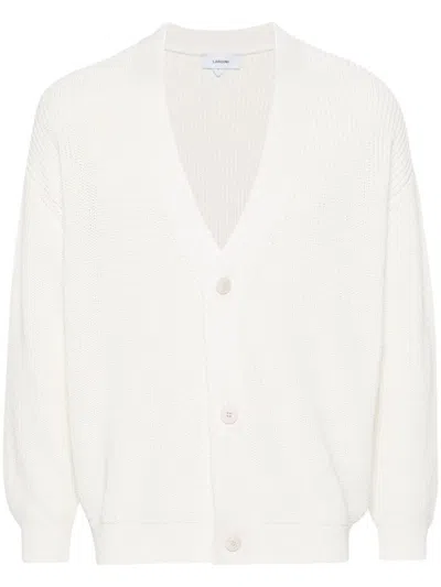 Lardini V-neck Cotton Cardigan In White
