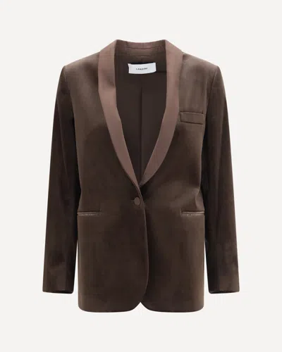 Lardini Velvet Blazer In Brown