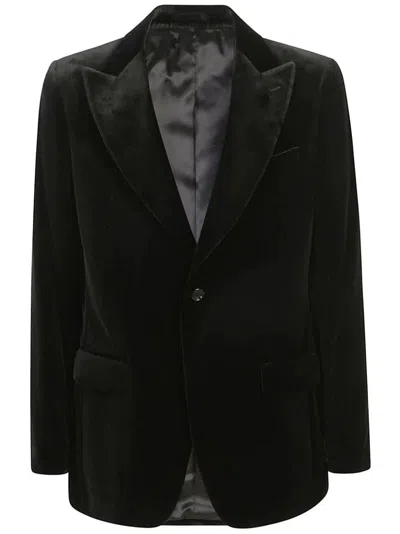 Lardini Velvet-finish Blazer In Black