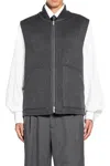 Lardini Wool Felt Bomber Vest In Gray